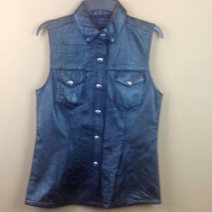 Easy Riders black leather snap closure vest